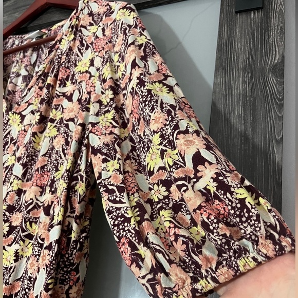 Ava & Viv Boho Floral Slight 3/4 Balloon Sleeve V-Neck Women's Size X - Picture 4 of 7